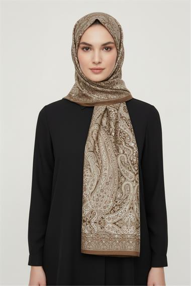 ARİA DESENLİ COTTON ŞAL -  KREM 
