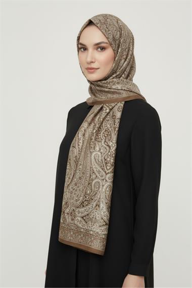 ARİA DESENLİ COTTON ŞAL -  KREM 