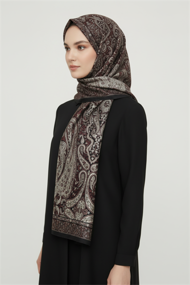 ARİA DESENLİ COTTON ŞAL - SİYAH 