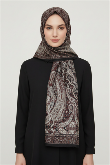ARİA DESENLİ COTTON ŞAL - SİYAH 