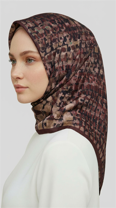 CANVAS DESENLİ RAYON EŞARP - BORDO