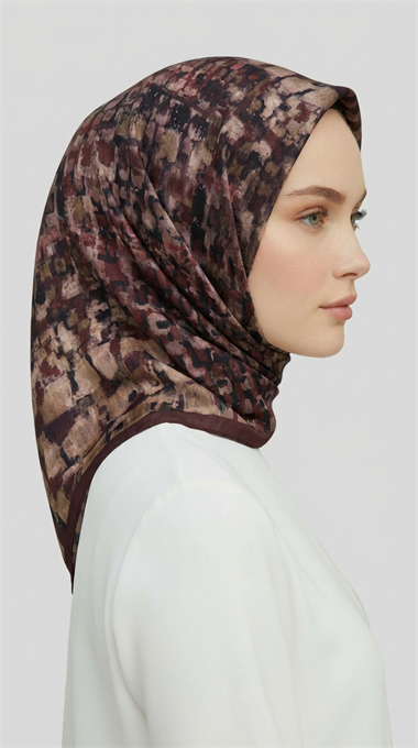 CANVAS DESENLİ RAYON EŞARP - BORDO