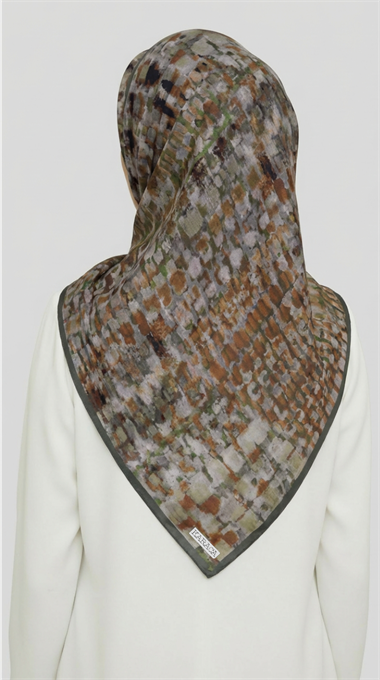 CANVAS DESENLİ RAYON EŞARP - HAKİ / KREM 