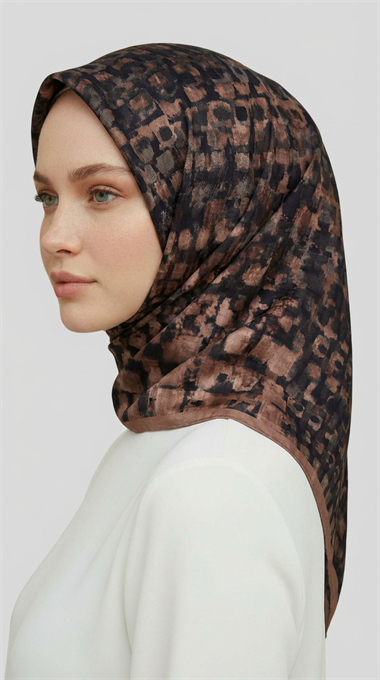 CANVAS DESENLİ RAYON EŞARP - KREM / MÜRDÜM
