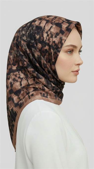 CANVAS DESENLİ RAYON EŞARP - KREM / MÜRDÜM