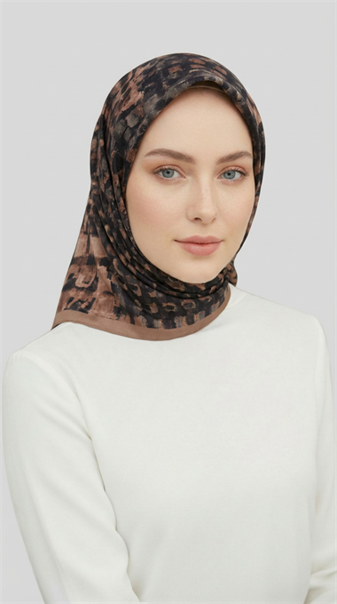 CANVAS DESENLİ RAYON EŞARP - KREM / MÜRDÜM