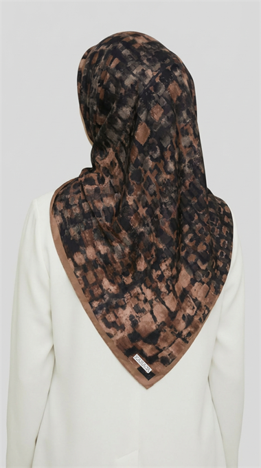 CANVAS DESENLİ RAYON EŞARP - KREM / MÜRDÜM