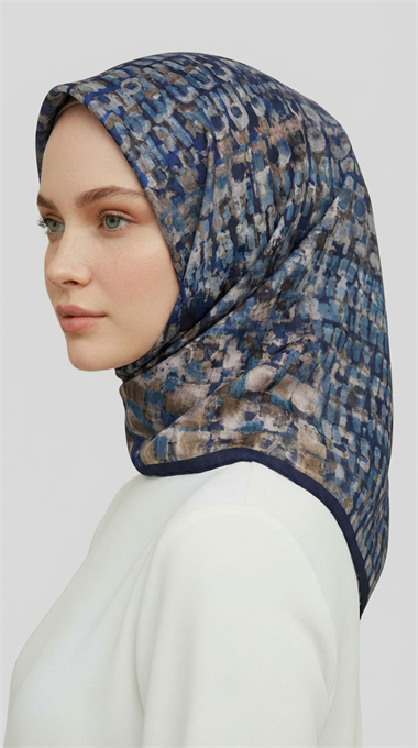 CANVAS DESENLİ RAYON EŞARP - LACİVERT 