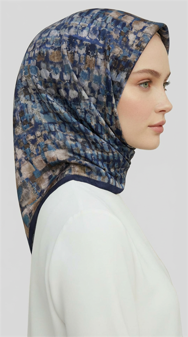 CANVAS DESENLİ RAYON EŞARP - LACİVERT 