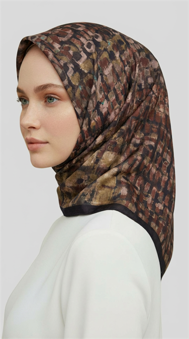 CANVAS DESENLİ RAYON EŞARP - SİYAH / BEJ
