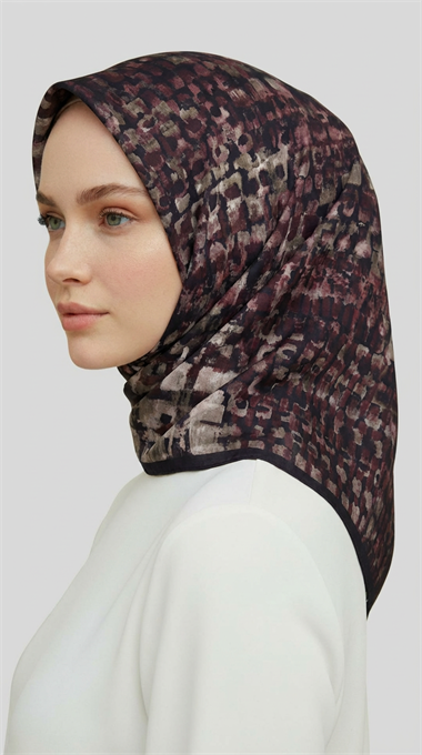 CANVAS DESENLİ RAYON EŞARP - SİYAH / MOR