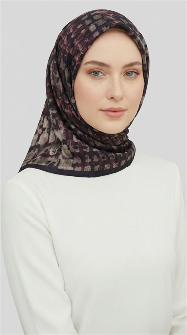CANVAS DESENLİ RAYON EŞARP - SİYAH / MOR