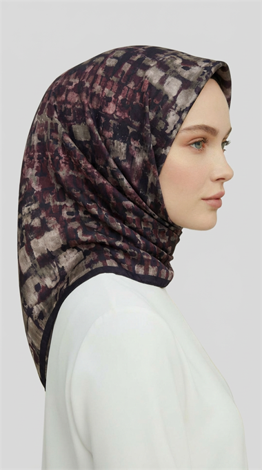 CANVAS DESENLİ RAYON EŞARP - SİYAH / MOR