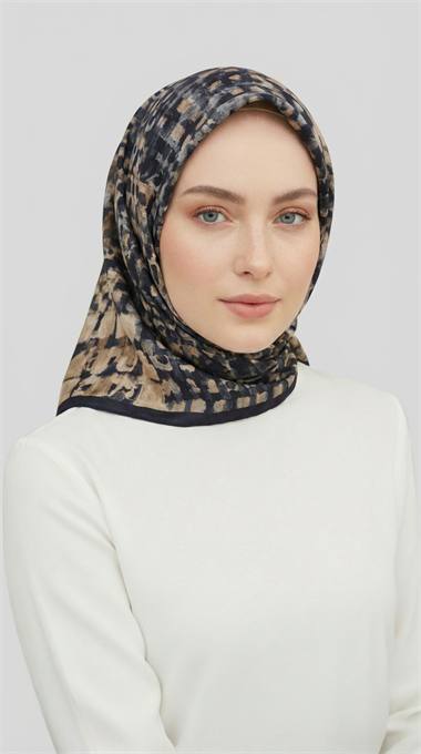 CANVAS DESENLİ RAYON EŞARP - SİYAH