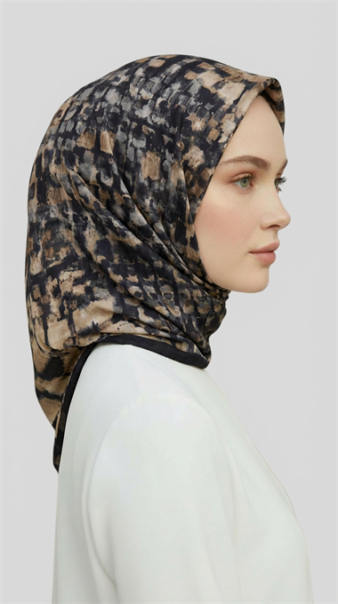 CANVAS DESENLİ RAYON EŞARP - SİYAH