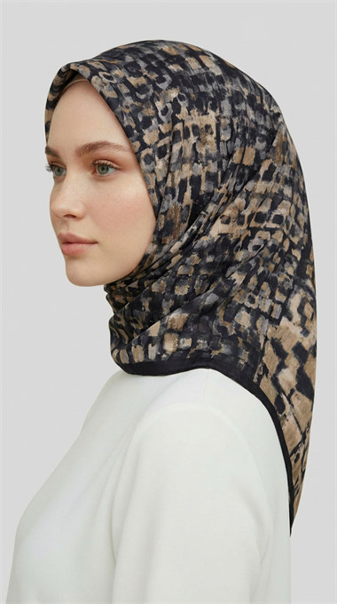 CANVAS DESENLİ RAYON EŞARP - SİYAH