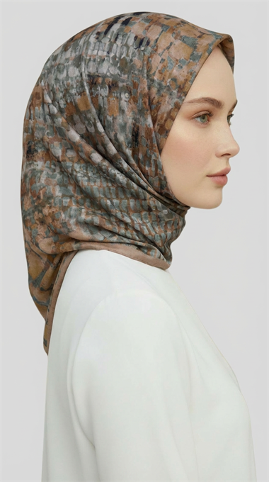 CANVAS DESENLİ RAYON EŞARP - SU YEŞİLİ