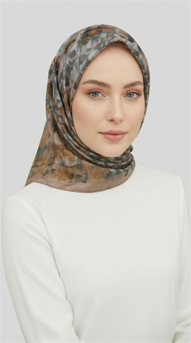 CANVAS DESENLİ RAYON EŞARP - SU YEŞİLİ