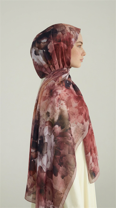 ÇİÇEK DESENLİ COTTON ŞAL - KAHVERENGİ / BEJ