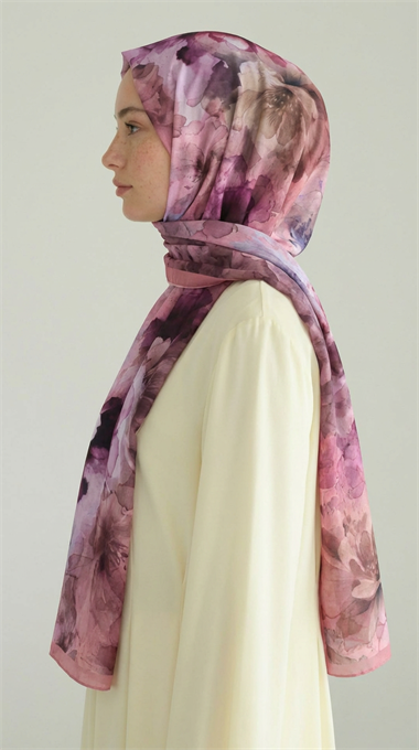 ÇİÇEK DESENLİ COTTON ŞAL -PEMBE