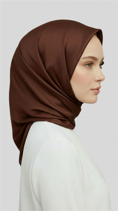 DÜZ TWİL POLYESTER EŞARP - ACI KAHVE