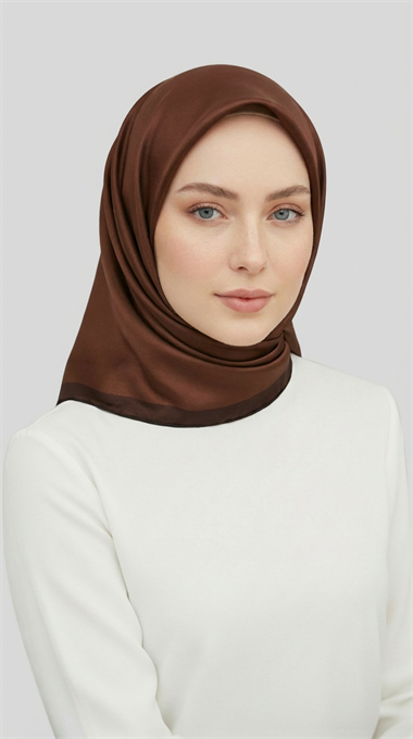 DÜZ TWİL POLYESTER EŞARP - ACI KAHVE