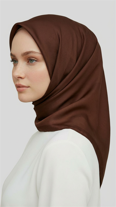 DÜZ TWİL POLYESTER EŞARP - ACI KAHVE