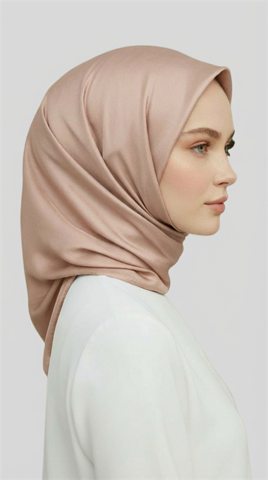 DÜZ TWİL POLYESTER EŞARP - EKRU