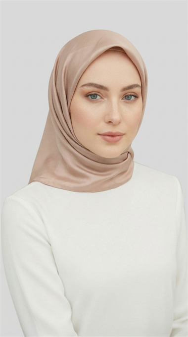 DÜZ TWİL POLYESTER EŞARP - EKRU