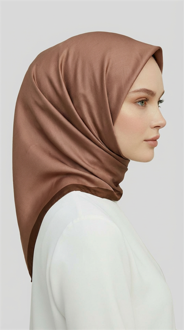 DÜZ TWİL POLYESTER EŞARP - KAHVERENGİ