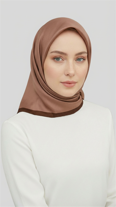 DÜZ TWİL POLYESTER EŞARP - KAHVERENGİ