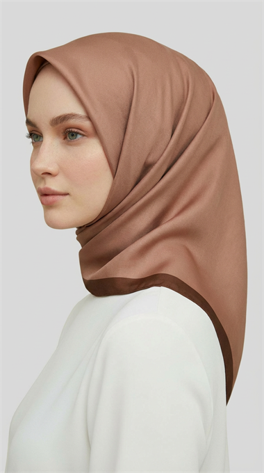 DÜZ TWİL POLYESTER EŞARP - KAHVERENGİ