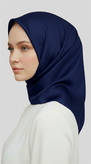 DÜZ TWİL POLYESTER EŞARP - LACİVERT