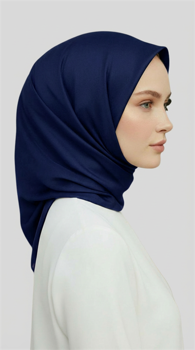 DÜZ TWİL POLYESTER EŞARP - LACİVERT