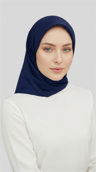 DÜZ TWİL POLYESTER EŞARP - LACİVERT