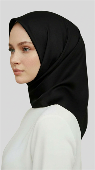 DÜZ TWİL POLYESTER EŞARP -  SİYAH