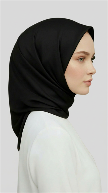 DÜZ TWİL POLYESTER EŞARP -  SİYAH