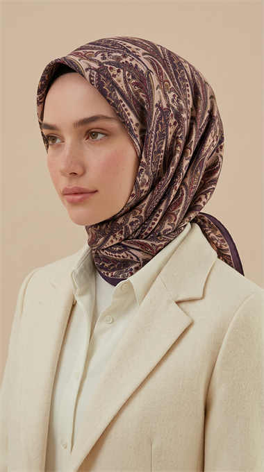 EFSUN DESENLİ 120*120 CM COTTON EŞARP - PEMBE / MOR