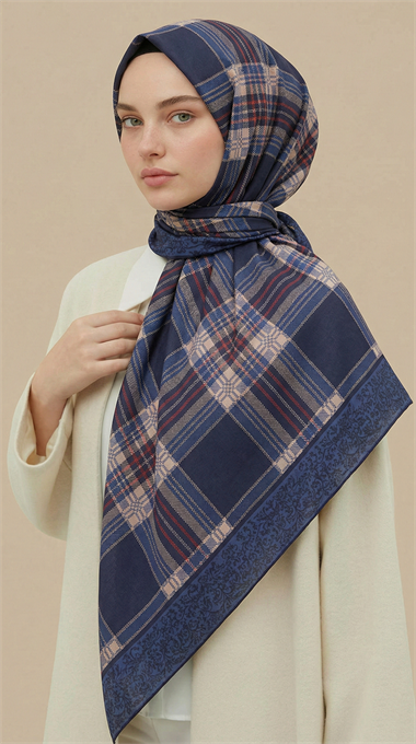 Karaca EşarpKOTON EŞARP EKOSE DESENLİ 100*1OO CM COTTON EŞARP - 
