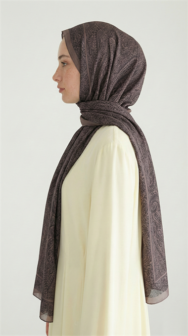 ELEGANT DESENLİ VUAL İPEK ŞAL -  MOR  / LİLA 