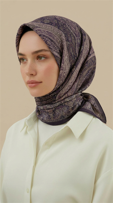 ETNİK DESEN 120 * 120 CM COTTON ŞAL EŞARP - LİLA / MOR