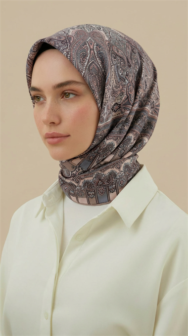 ETNİK DESEN 120 CM COTTON ŞAL EŞARP - KREM TOZ PEMBE