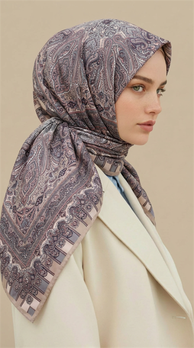 ETNİK DESEN 120 CM COTTON ŞAL EŞARP - KREM TOZ PEMBE