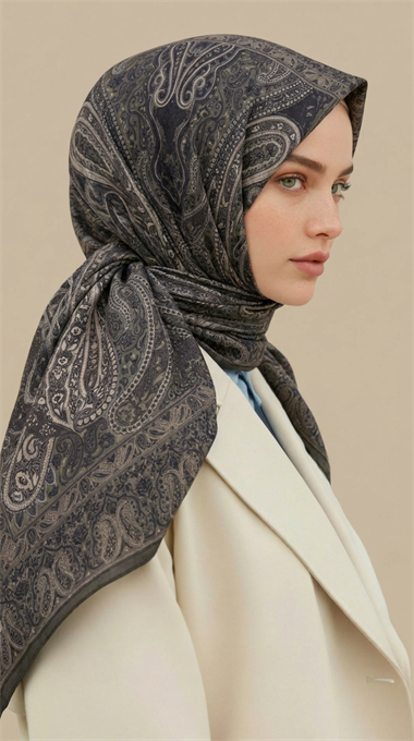 ETNİK DESEN 120 CM COTTON ŞAL EŞARP - HAKİ