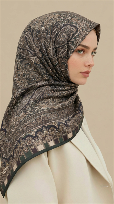 ETNİK DESEN 120 CM COTTON ŞAL EŞARP - HAKİ