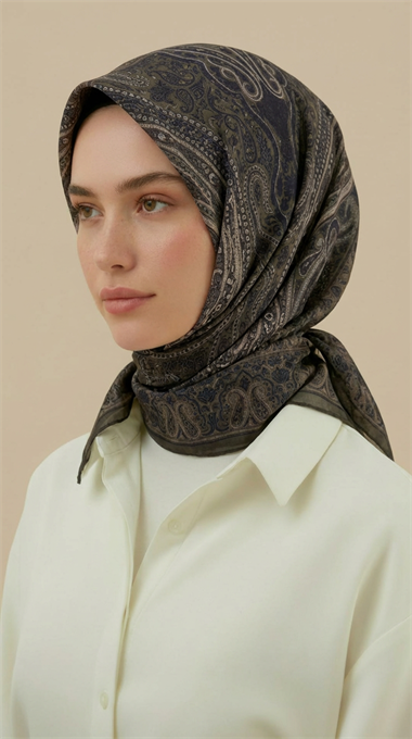 ETNİK DESEN 120 CM COTTON ŞAL EŞARP - HAKİ