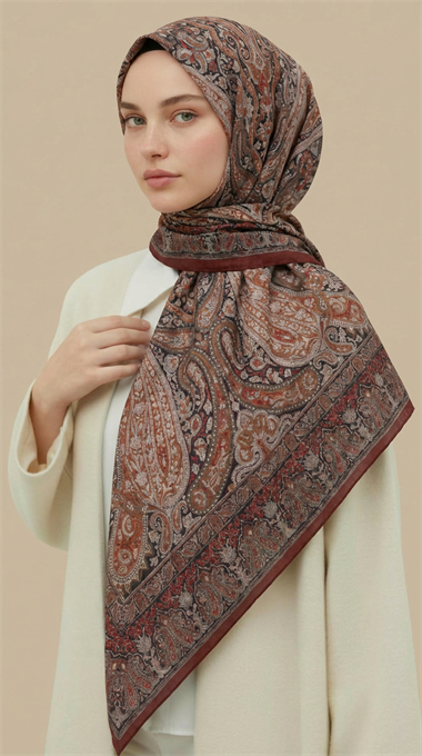 ETNİK DESEN 120 CM COTTON ŞAL EŞARP - KIRMIZI 