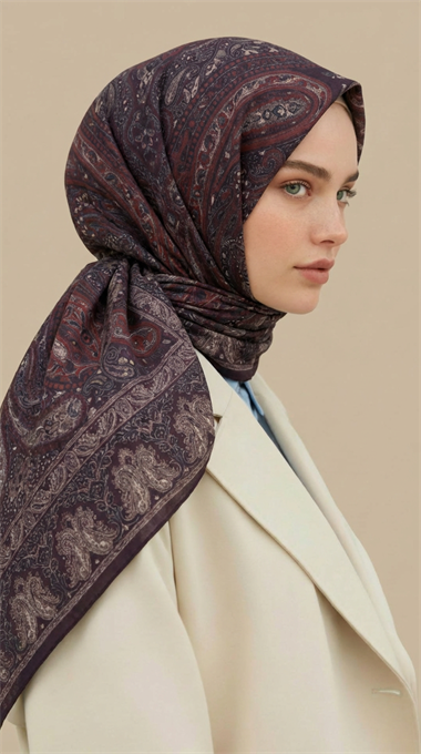 ETNİK DESEN 120 CM COTTON ŞAL EŞARP - MOR / KIRMIZI