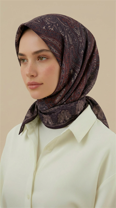 ETNİK DESEN 120 CM COTTON ŞAL EŞARP - MOR / KIRMIZI