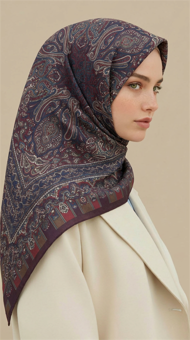 ETNİK DESEN 120 CM COTTON ŞAL EŞARP - MÜRDÜM  / KIRMIZI